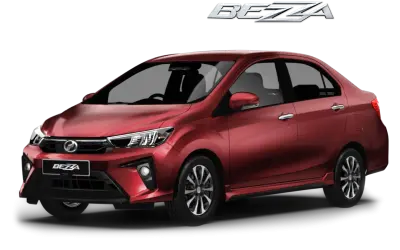 Perodua Bezza berwarna merah